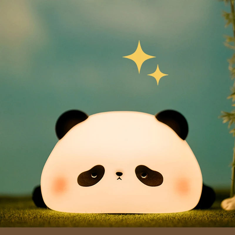 Panda Silicone Night Light - Rechargeable Baby Nightlight with Timer, Cute Bedroom Decor and Gifts for Kids